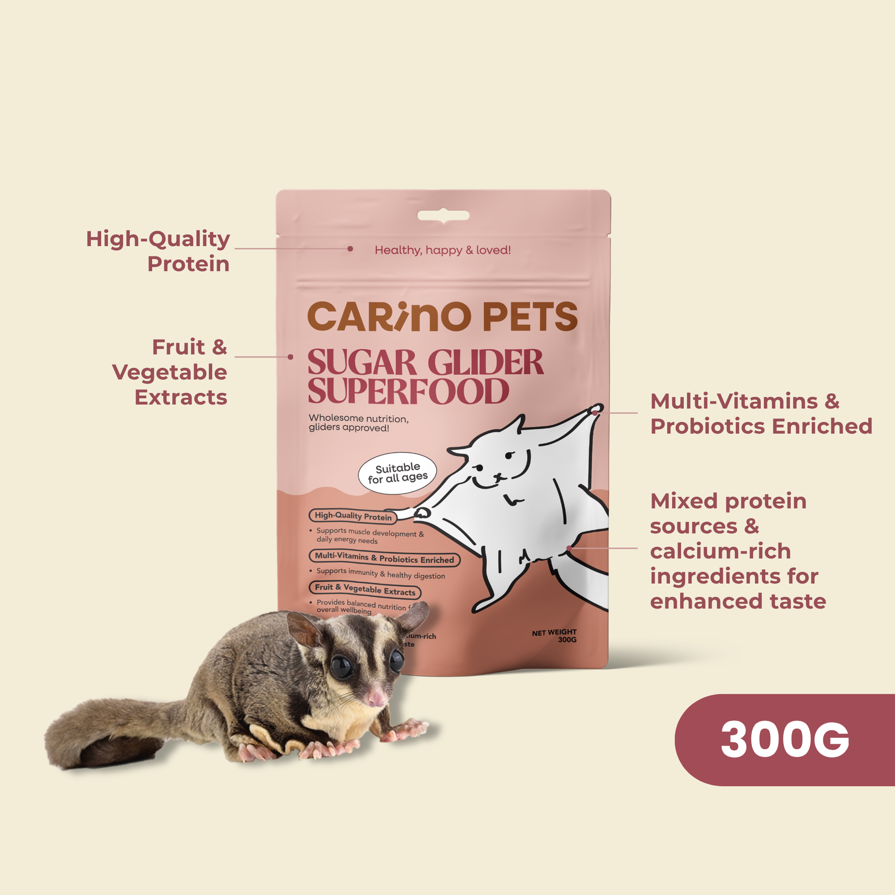 PREMIUM SUGAR GLIDER SUPERFOOD 300G