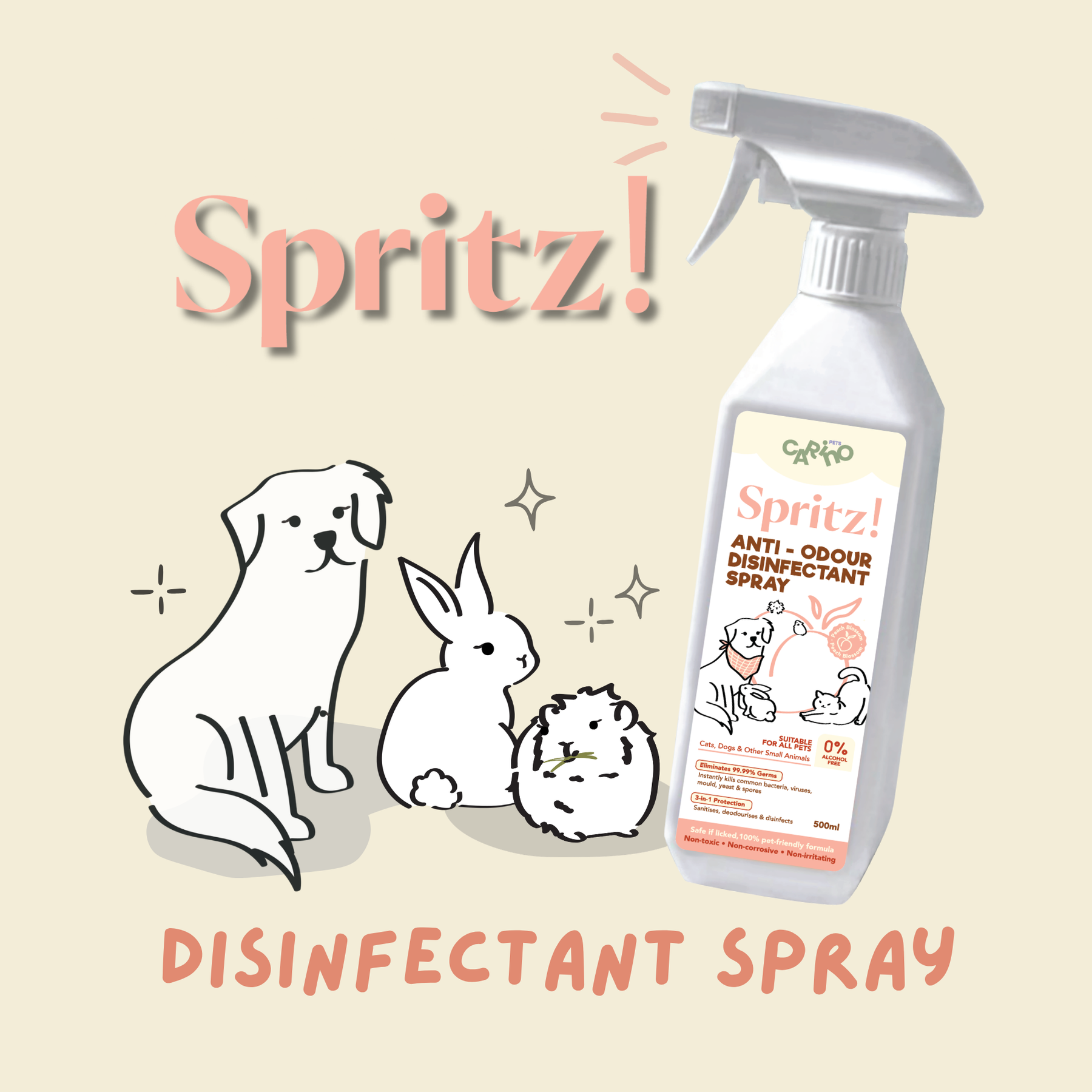 SPRITZ! PEACH BLOSSOM ANTI-ODOUR PET DISINFECTANT SPRAY 500ml